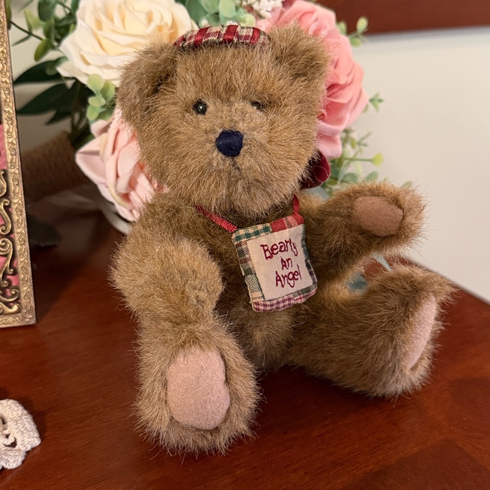 Plush Brown Teddy Bear with Plaid Tag "Beary an Angel"